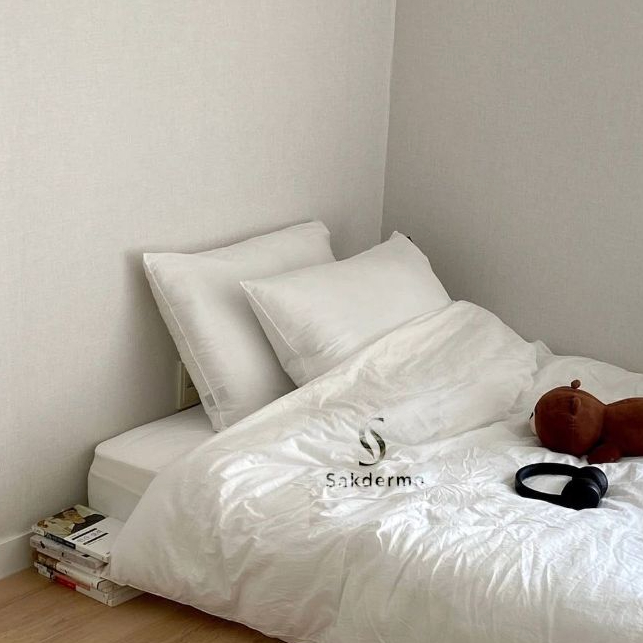 PLAIN SINGLE BED SHEET SET UK 90/100/120, AESTHETIC HOTEL PLAIN BED SHEET/ AESTHETIC PLAIN BED SHEET