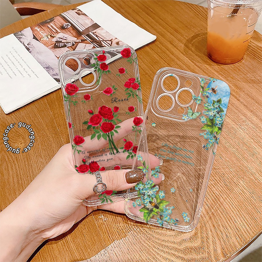 CASE CASING CLEAR CASE MOTIF BEAUTIFUL FLOWER สําหรับ OPPO A1 A1K A3 A3S A3X A5 A5i A5S A5X A6 A8 A1
