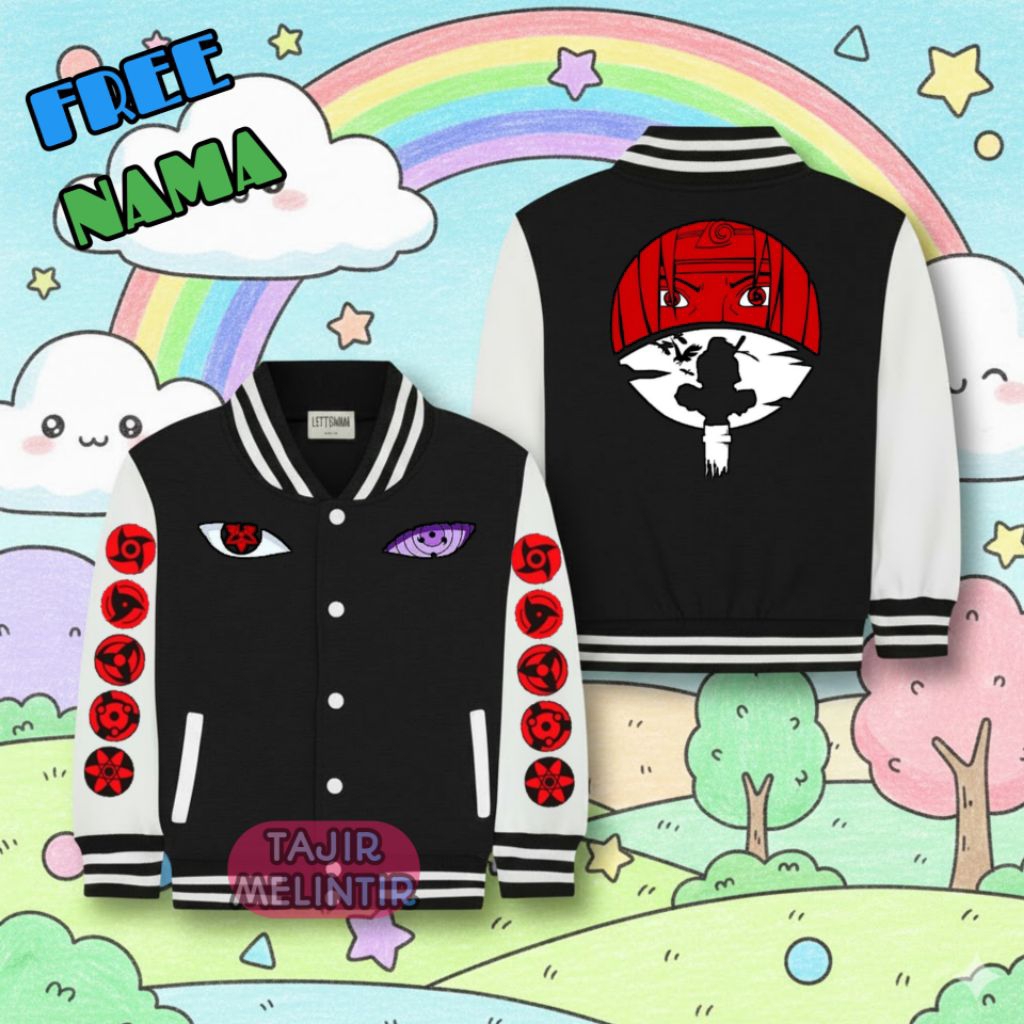 Varsity Baseball Jacket สําหรับเด็กชายและเด็กหญิง อายุ 6 ปี Akatsuki renegan sharingan Uciha