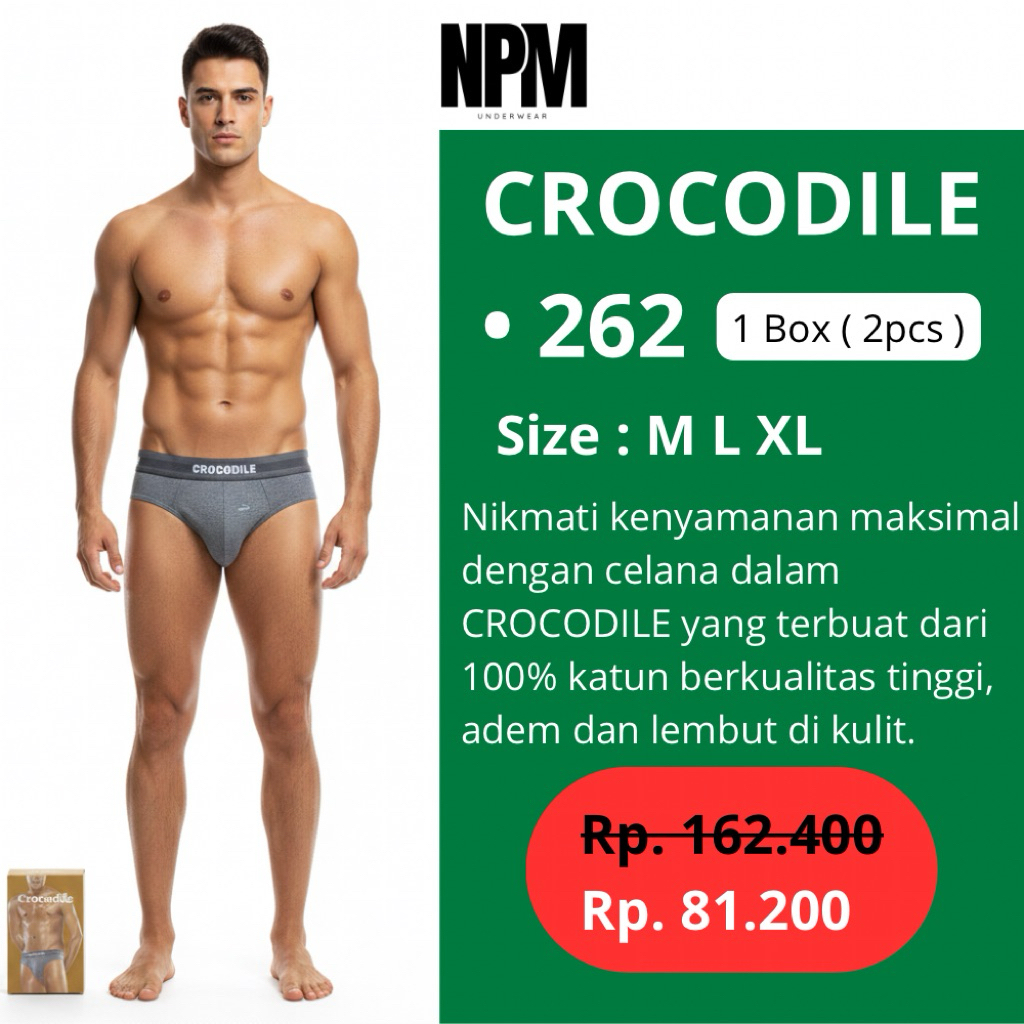 KATUN NPM - กางเกงชั้นใน 2 ชิ้น [ Crocodile Original - 262 ] ผ้าคอตตอน 100%