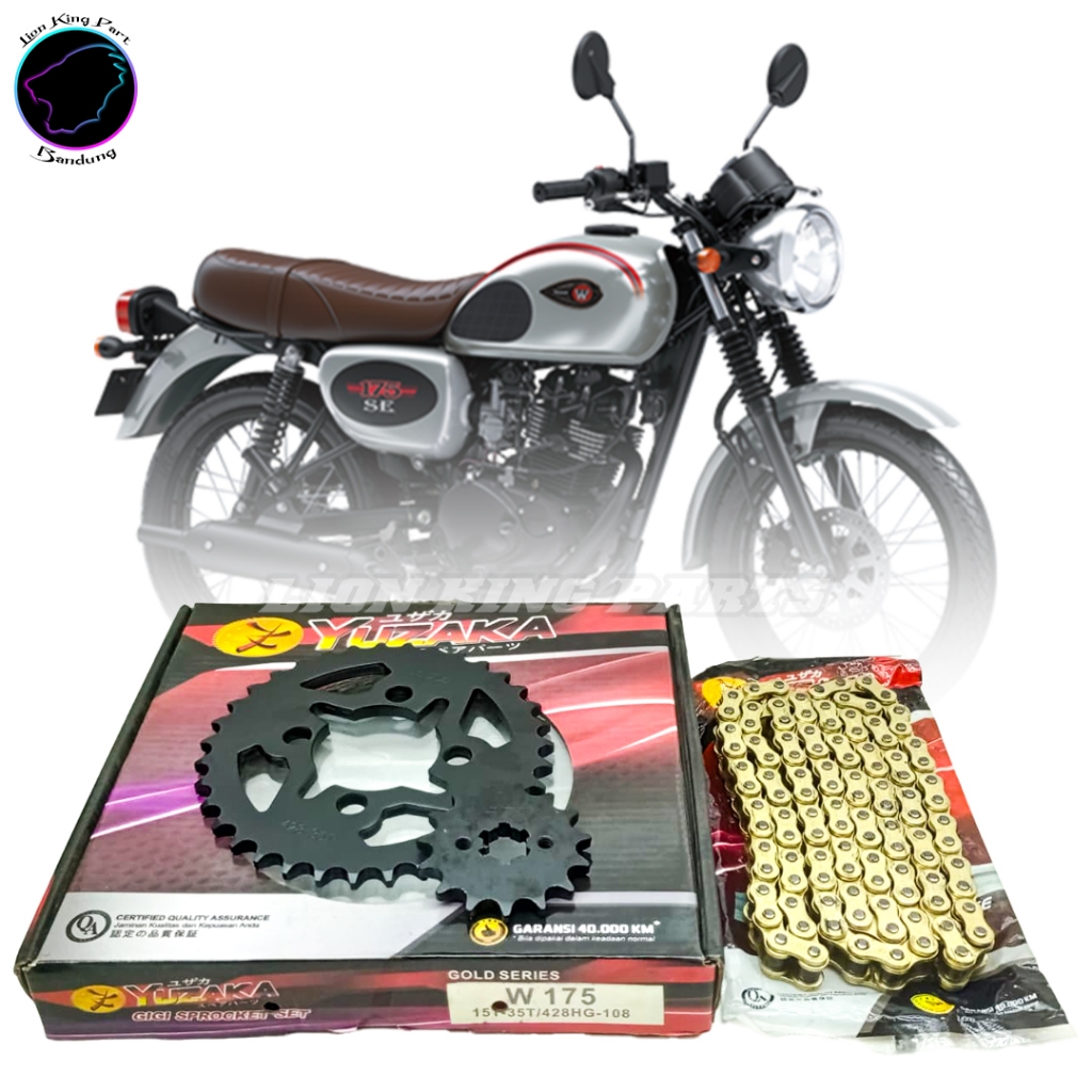 GEAR PACKAGE GEAR SET GEARSET KAWASAKI W175 W 175 15T-35T GOLD CHAIN YUZAKA