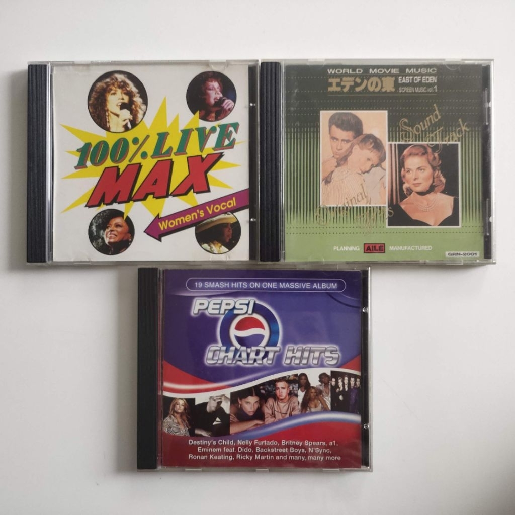 แพ็คเกจเปรียบเทียบ 3 แผ่น: LIVE MAX + WORLD MOVIE MUSIC + PEPSI CHART HITS