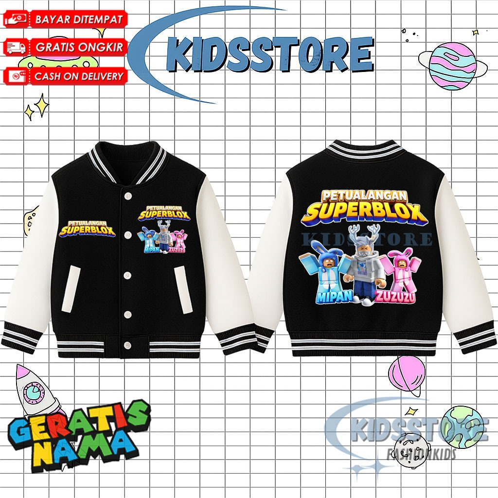 Superblox Mipan Zuzu Akudav Kids Varsity Jacket - Unisex Varsity Jacket สําหรับเด็กชายและเด็กหญิง Ro