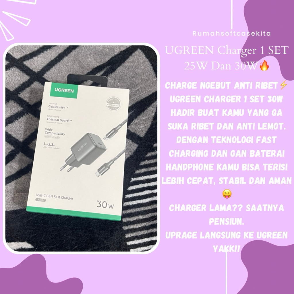 UGREEN เครื่องชาร์จ SUPER FAST CHARGING 25W 30W PD TYPE C ถึง TYPE C