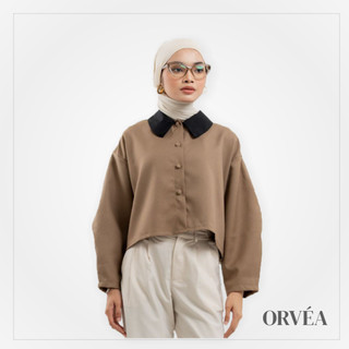 [READY] ORVEA Barrel Outer Blazer Wanita Cropped Lengan Balon Semiwool Premium