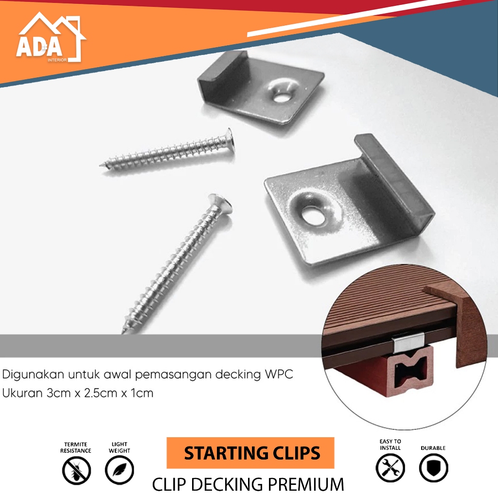 คลิปเริ่มต้น Decking End Clip WPC อุปกรณ์ดาดฟ้าและสกรู
