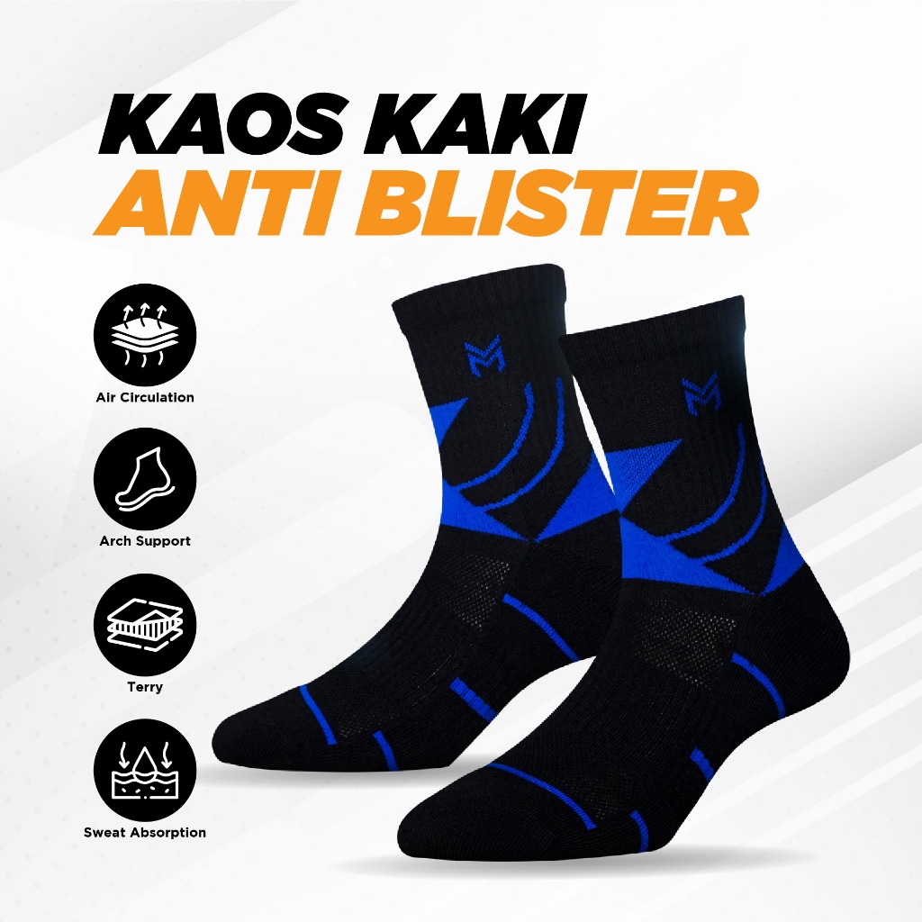 Rexy Black - Anti- Blister Socks - Extra Towel - ถุงเท้าป้องกันตุ่มหนา - rexy ace