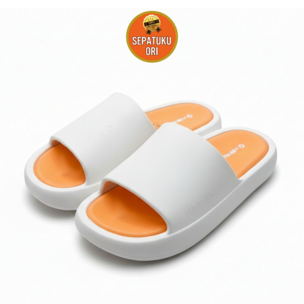 AIRWALK DELLA รองเท้าแตะผู้หญิง SLIDE OFF WHITE ORANGE ใหม่ต้นฉบับ