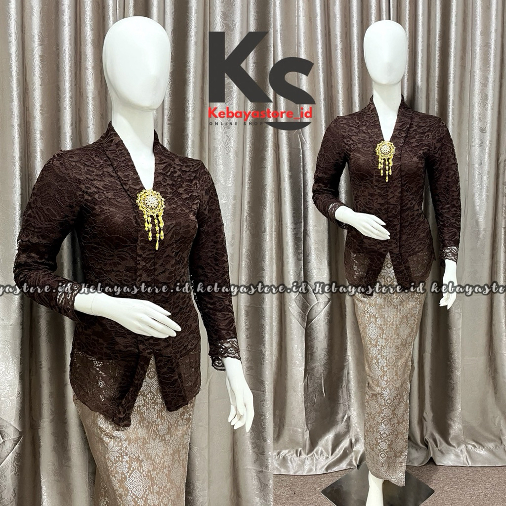 (ฟรีเข็มกลัด) Floy Kartini Brocade Kebaya - Modern Kebaya - Graduation Kebaya - Black Kebaya - Party