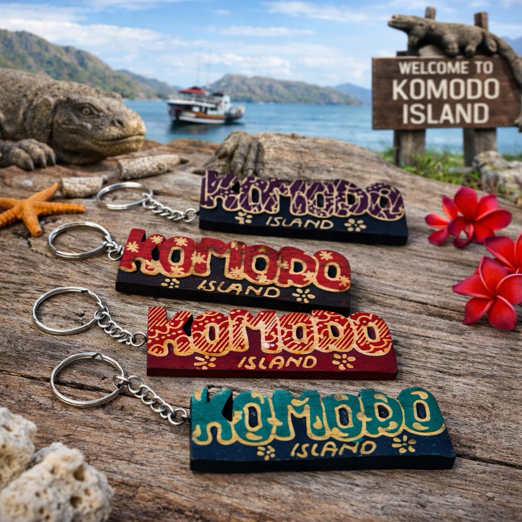 GANTUNGAN KOMODO ISLAND พวงกุญแจ Typical / แม่เหล็กติดตู้เย็น ของที่ระลึกจาก KOMODO ISLAND อินโดนีเซ