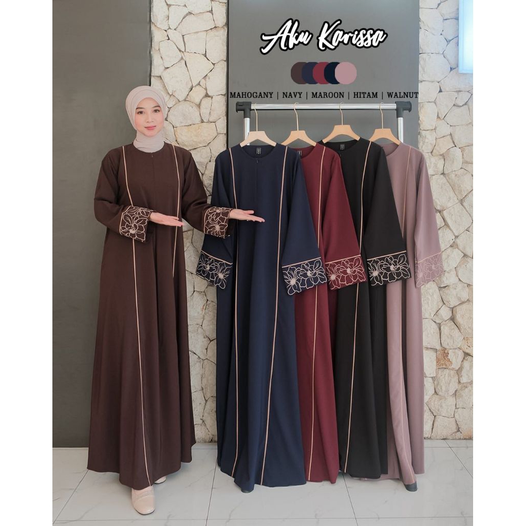 Renara Abaya ชุด Yunara พรีเมี่ยมมุสลิมผู้หญิง Gamis เย็บปักถักร้อยธรรมดาเรียบง่ายหรูหรา