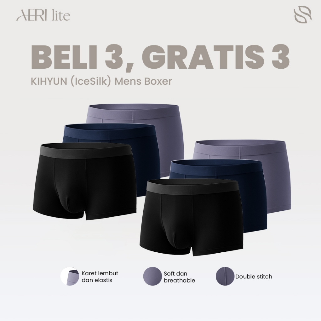 AERI - Kihyun กางเกงบ็อกเซอร์ผ้าไหมน้ําแข็ง BUNDLING PACKAGE ONTENTS 6 กางเกงขาสั้นต้านเชื้อแบคทีเรี
