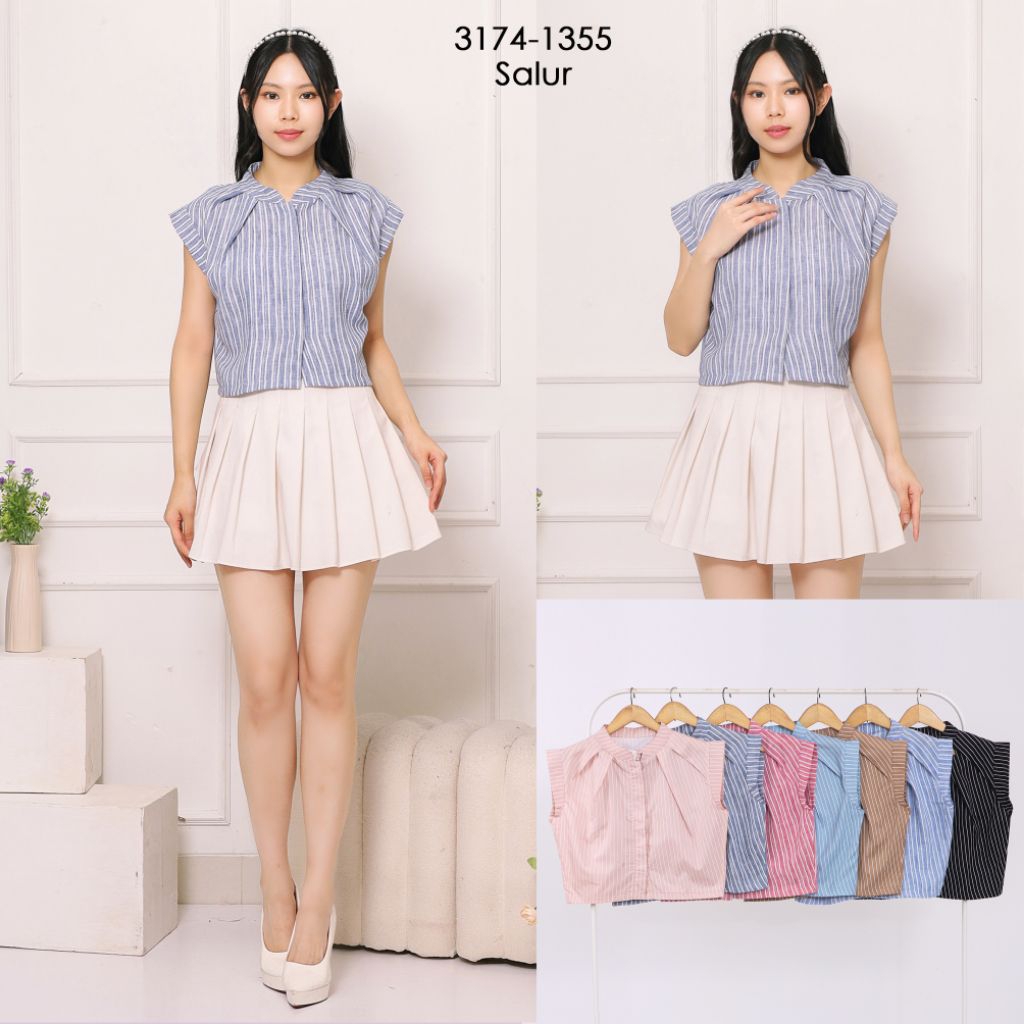 KATUN (KLS) เสื้อครอปคอปกเซี่ยงไฮ้อินเทรนด์มีกระดุมด้านหน้า วัสดุผ้าฝ้ายพรีเมี่ยม