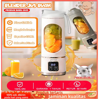  Model Baru 2026 Juice Blender Portable Jus Belender Buah 12 Pisau Mini Juicer Ice Crushing 3000mah Rechargeable 450ml 
