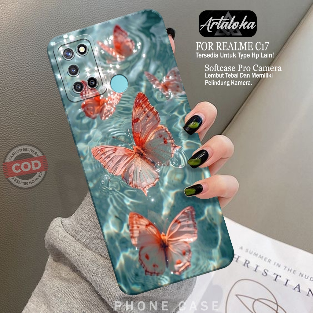 HP Realme C17 Softcase Pro กล้องซิลิโคน Tpu Softcase Realme C17 แฟชั่นผีเสื้อกรณีล่าสุดน่ารักยืดหยุ่