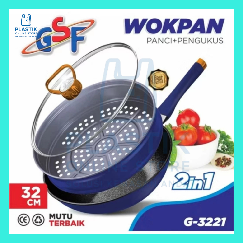 POS 32cm Steamer Pan / Wokpan Steamer 2 ชั้น 2in1 GSF G-3221