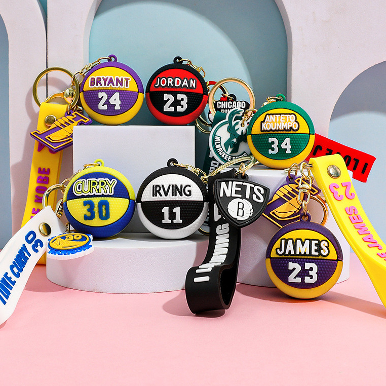 HP GANTUNGAN 3D NBA พวงกุญแจบาสเกตบอลพวงกุญแจลูกบาสเกตบอลสําหรับโทรศัพท์มือถือที่ไม่ซ้ํากันน่ารักกระ
