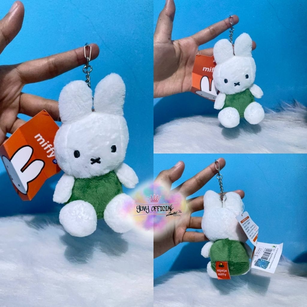 พวงกุญแจ GANTUNGAN Miffy นั่งแท็กใหม่ดั้งเดิม | พวงกุญแจตุ๊กตามิฟฟี่ต้นฉบับ | พวงกุญแจ Miffy New Tag