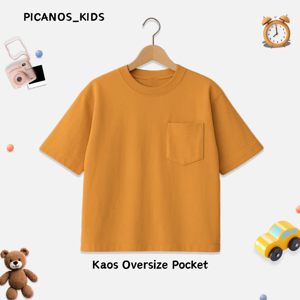 PICANOS KIDS - Mustard KIDS Pocket T-Shirt / Unisex Mustard KIDS เสื้อยืด Oversize PS021