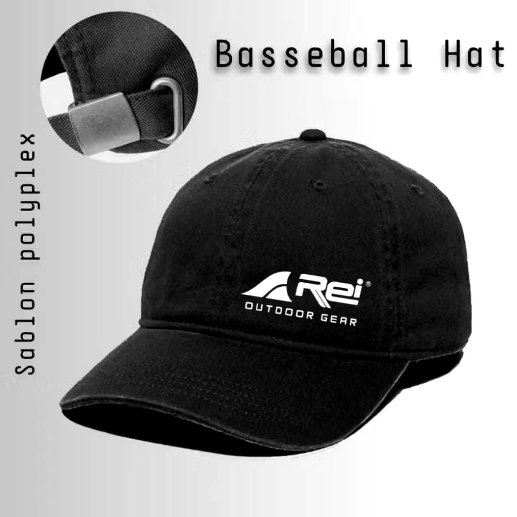หมวกเบสบอลผู้ชาย Polo Distro Adventure Outdoor Black Screen Printing Raffeel Material Simple Design 