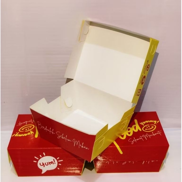 กล่องอาหารกลางวันกระดาษ XS 100 ชิ้น FOOD YUMMY FOOD Box FOOD packaging FOOD Box Ivory ผิวมันเคลือบไก