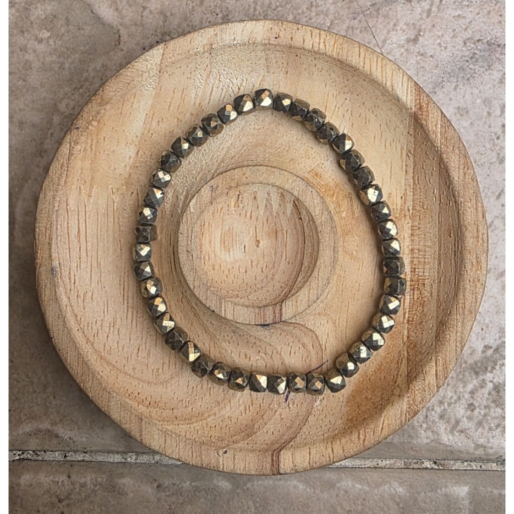Pyrite Cube Faceted Bracelet 4.5 mm Natural Top Grade
