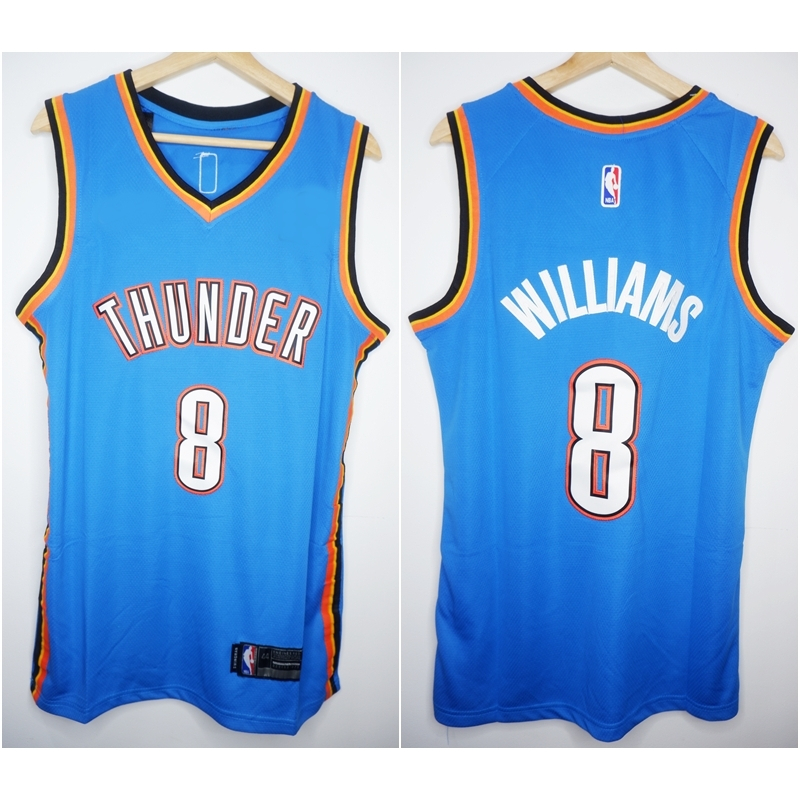 พรีเมี่ยมนําเข้าเสื้อบาสเก็ตบอล THUNDER 8 JALEN WILLIAMS สีฟ้า 23/24
