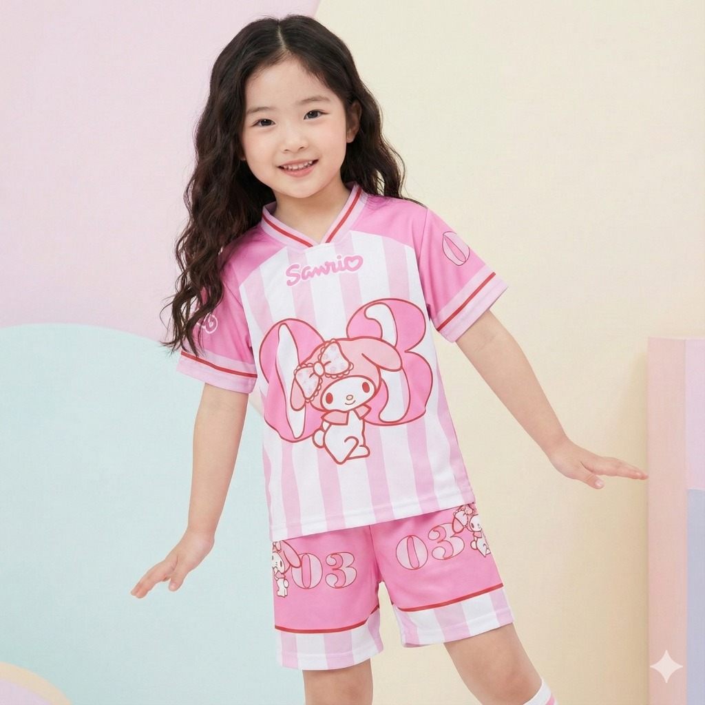 HK Jersey Set สําหรับเด็ก 2-9 Years Old My Melody Motif Premium Jersey Material