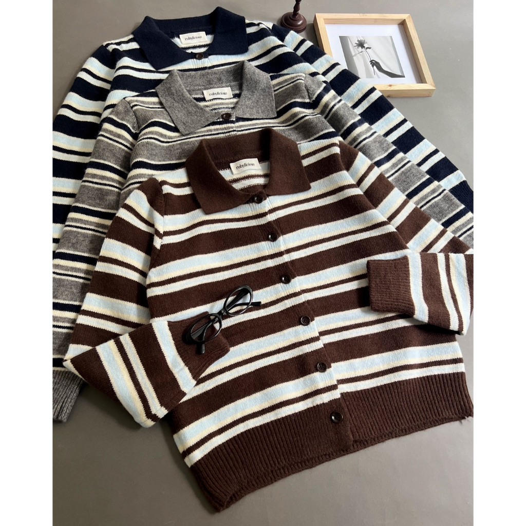 Myrubylicious XERYN STRIPE CARDI CODE 31J | KNIT STRIPED CARDIGAN | CARDIGAN CASUAL