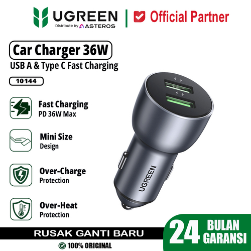 UGREEN 10144 36W Fast Charger Dual USB Dark Blue Car Charger / CAR CHARGER