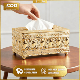 SUITIN Mewah tuba Kotak Tisu Kotak Handuk Kertas Kotak Tisu Cantik Tempat tissu Penyimpanan Desktop Dekorasi Rumah Ornamen Kotak Tisu Vintage Ornamen Kotak Tisu Mawar Emas Dekorasi