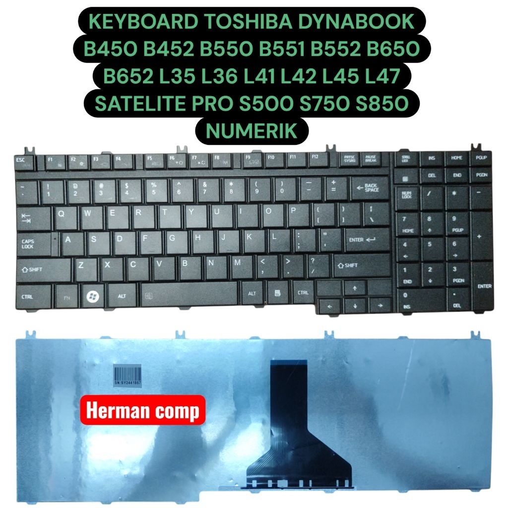 Toshiba DynaBook Satellite B450 B452 B550 B550/B B551 B551/E B552 B552/F B552/G B552/H B650 สีดําแป้