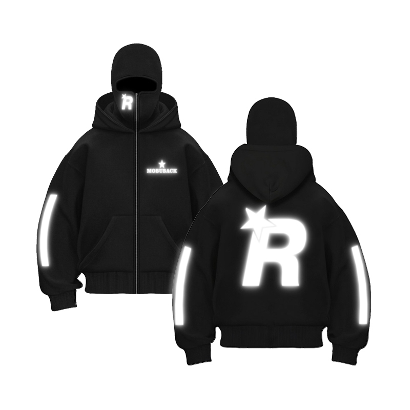 MOBUBACK Ninja Balaclava Hoodie เสื้อกันหนาว Rockstars สะท้อนแสงหนาวัสดุ 280GSM Premium Unisex ผู้ชายผู้หญิงขนาด ML XL XXL