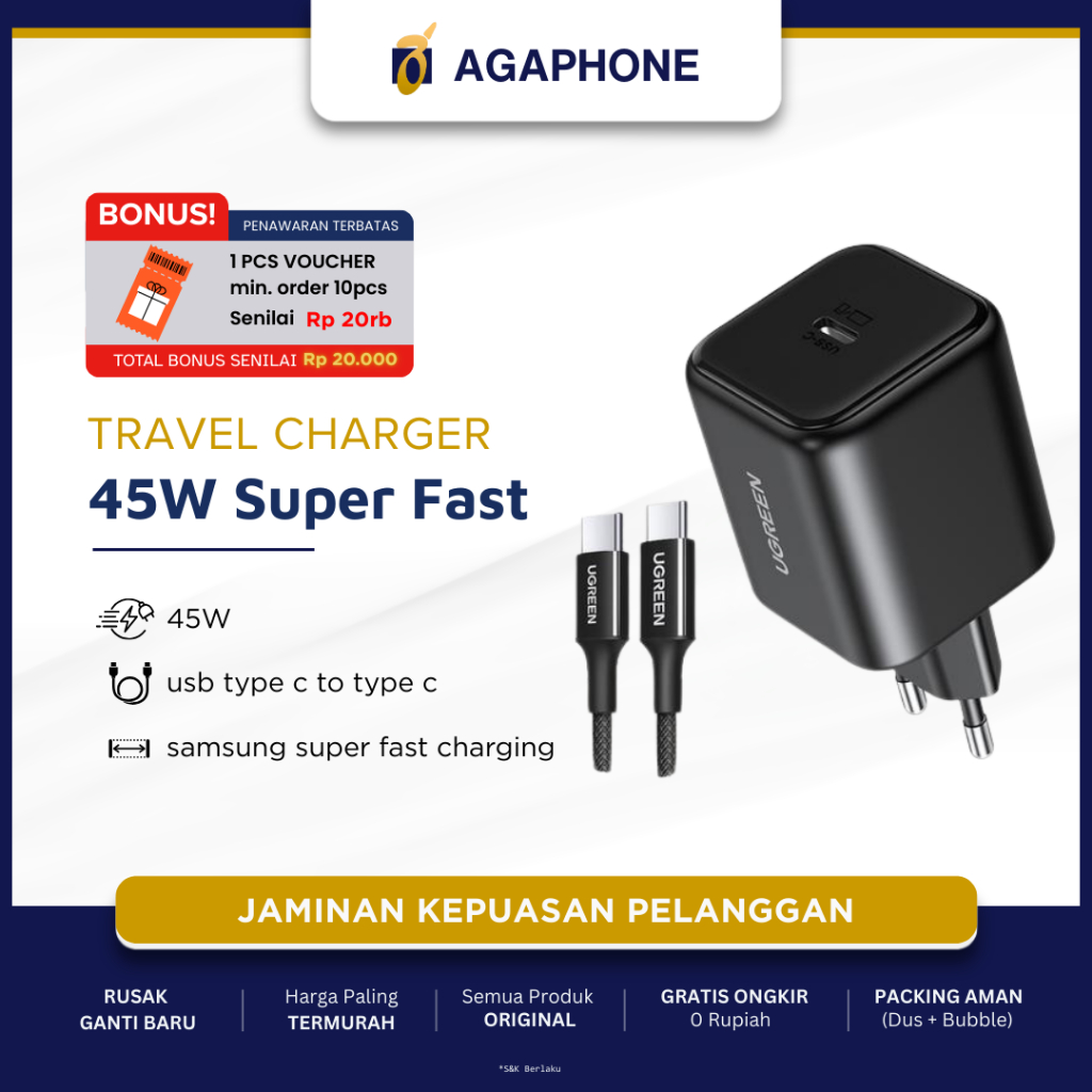 UGREEN Samsung Travel Charger 25W 45W GaN Super Fast Charging 2.0 PPS PD