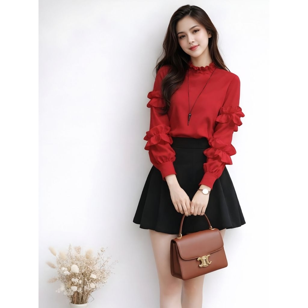 Saviana Rampel เสื้อผู้หญิงโมเดิร์นเสื้อแขนยาวผู้หญิงพู่ขนาด ML XL 2XL 3XL 4XL 5XL Gm