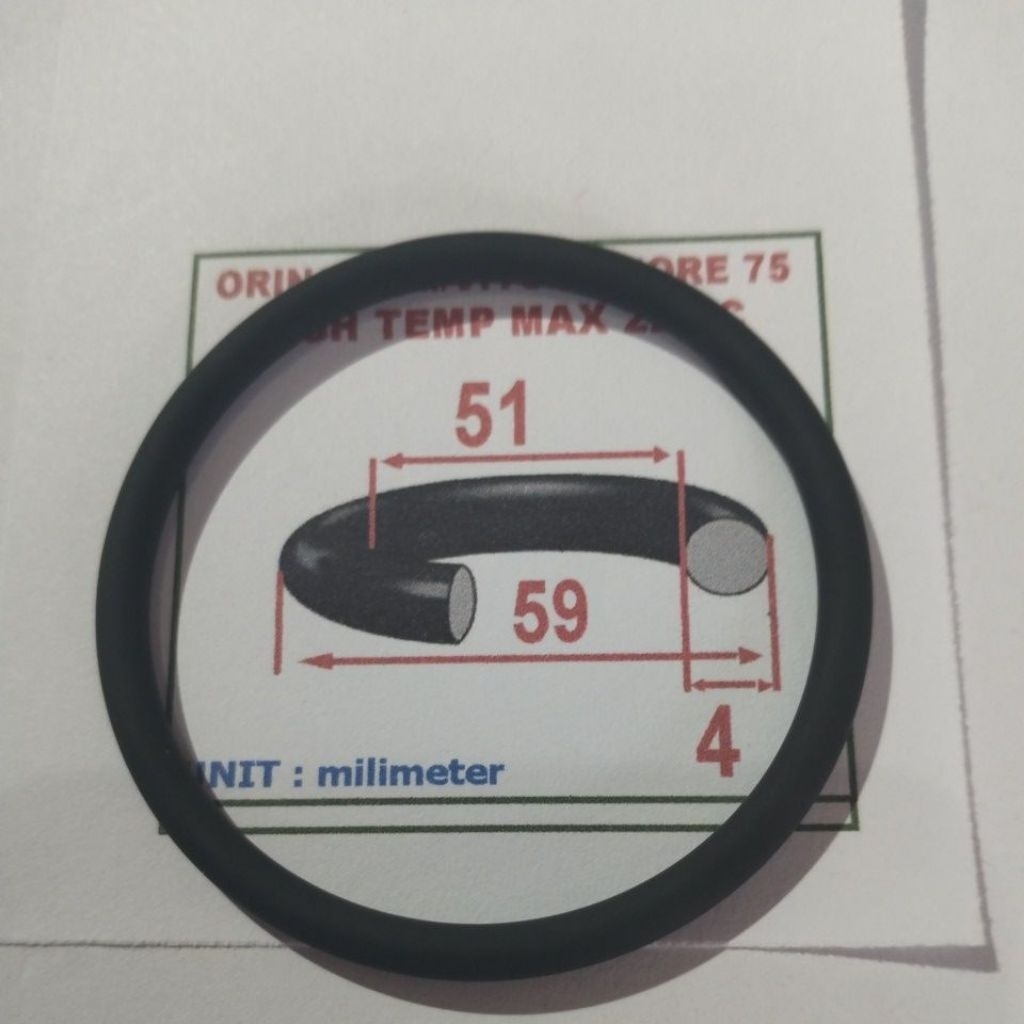 Oring 4 x 51 x 59 mm FKM/viton shore 75 เทมสูงสุด 220 กันน้ํามัน NOK