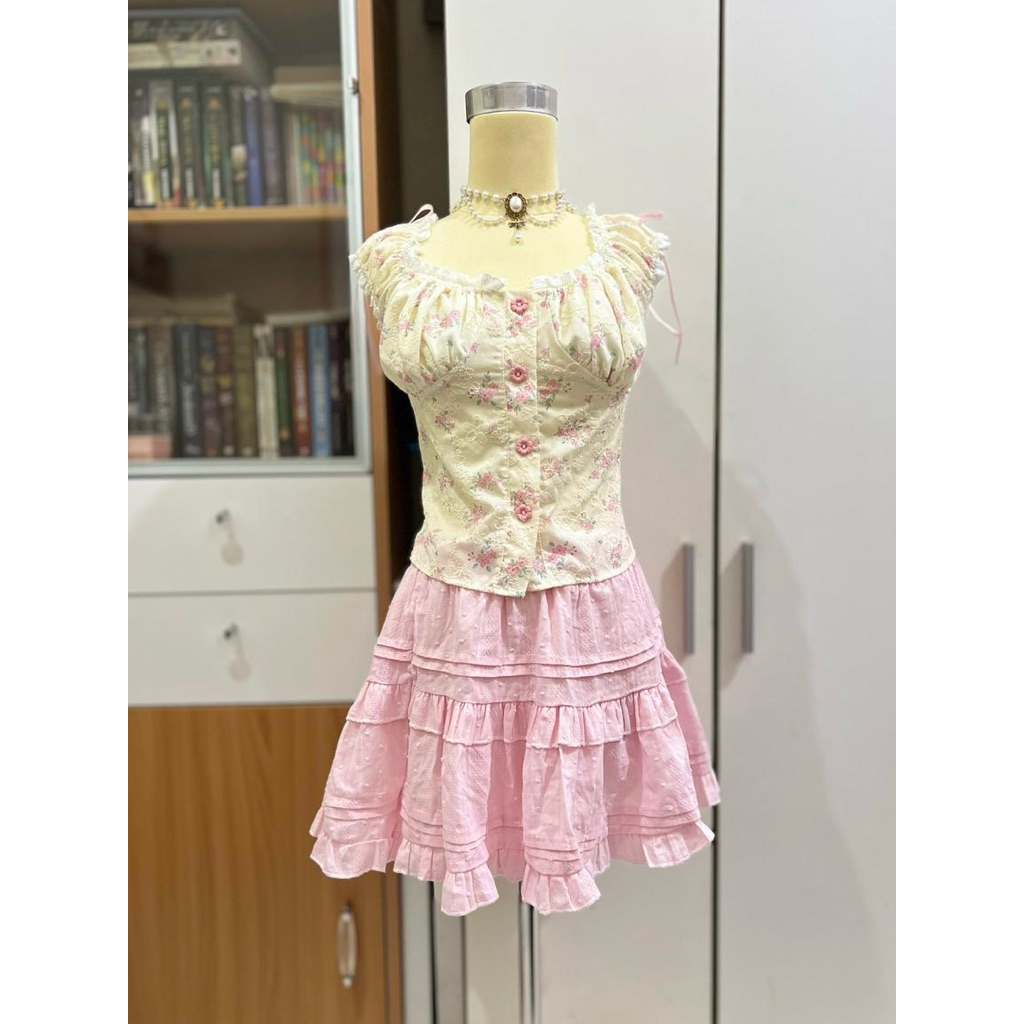 ชุดดอกไม้ Coquette Dollette สีชมพูสีเหลือง