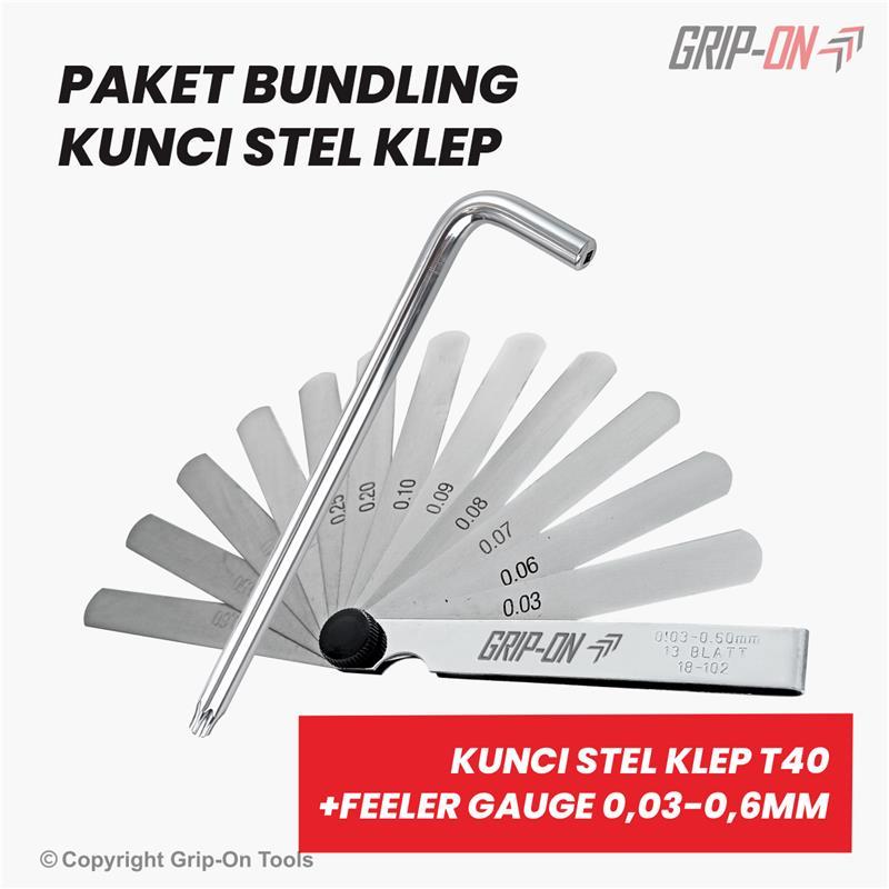 Grip-On Bundling แพคเกจ 2 ชิ้นวาล์วปรับประแจ L Star T40 ยาวพิเศษและ Feeler Gauge ใบมีดวาล์ว Gap Gaug