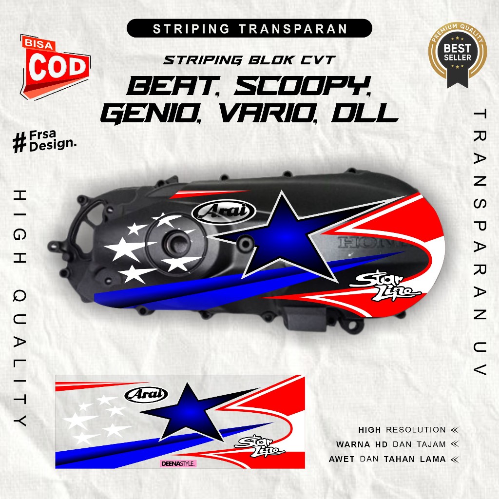 สติ๊กเกอร์ใส CVT HONDA VARIO, BEAT, SCOOPY, GENIO, STYLO, ETC. ไร่ สตาร์ไลน์ แม่ลาย