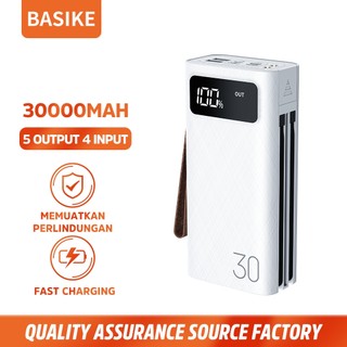 BASIKE Powerbank 30000mAh Besar 5 Keluaran 4 Masukan Tampilan Digital Senter Dudukan Ponsel Tali Pembawa Portabel