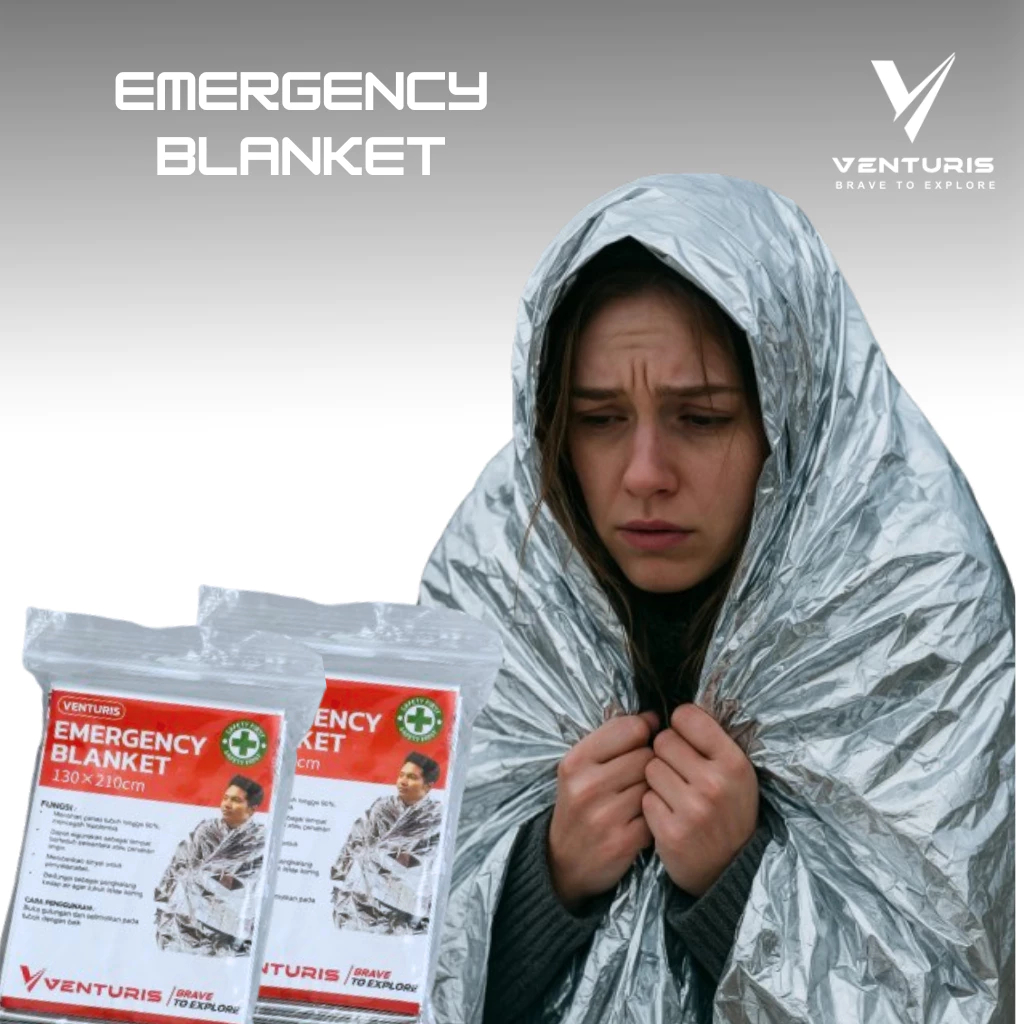 EMERGENCY BLANKET THERMAL EMERGENCY BLANKET WARM VENTURES 130 X 210 ซม. แคมป์ปิ้งกลางแจ้งสีเงิน