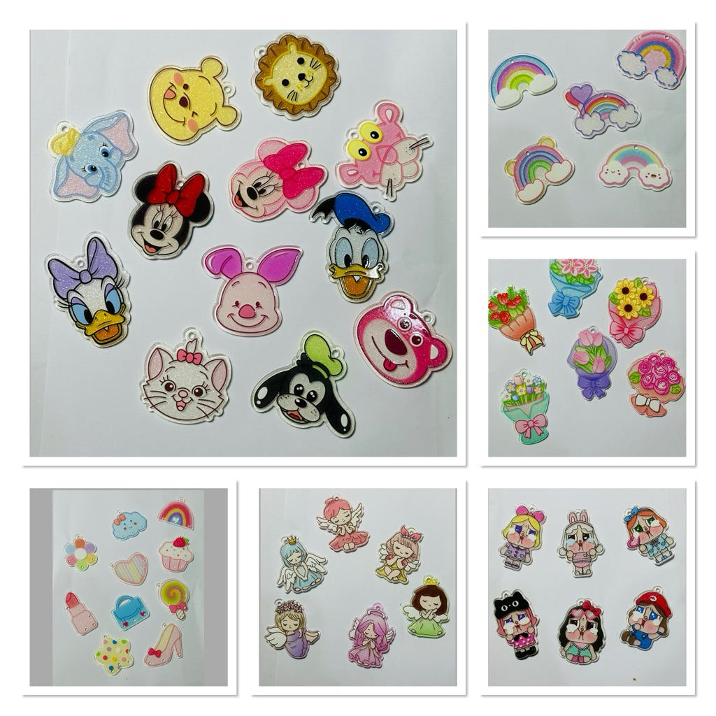 (4PCS) DISNEY GLITTER ACRYLIC / CRAYBABY GLITTER ACRYLIC / RAINBOW GLITTER ACRYLIC / ANGEL GLITTER A