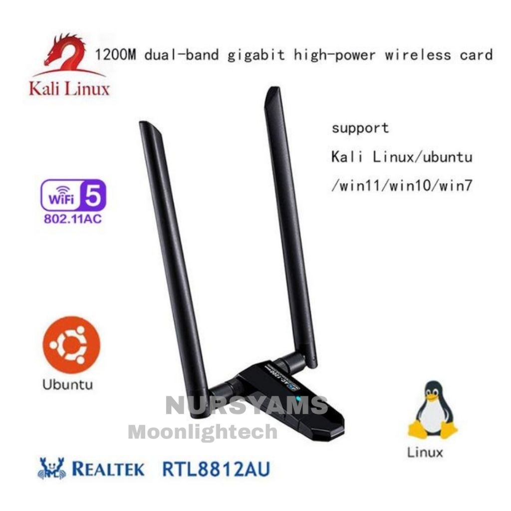 USB 3.0 WiFi AC1200 ตัวรับสัญญาณ Dongle การ์ดเครือข่ายเดสก์ท็อป Dual-band Realtek RTL8812AU 2.4/5.8G