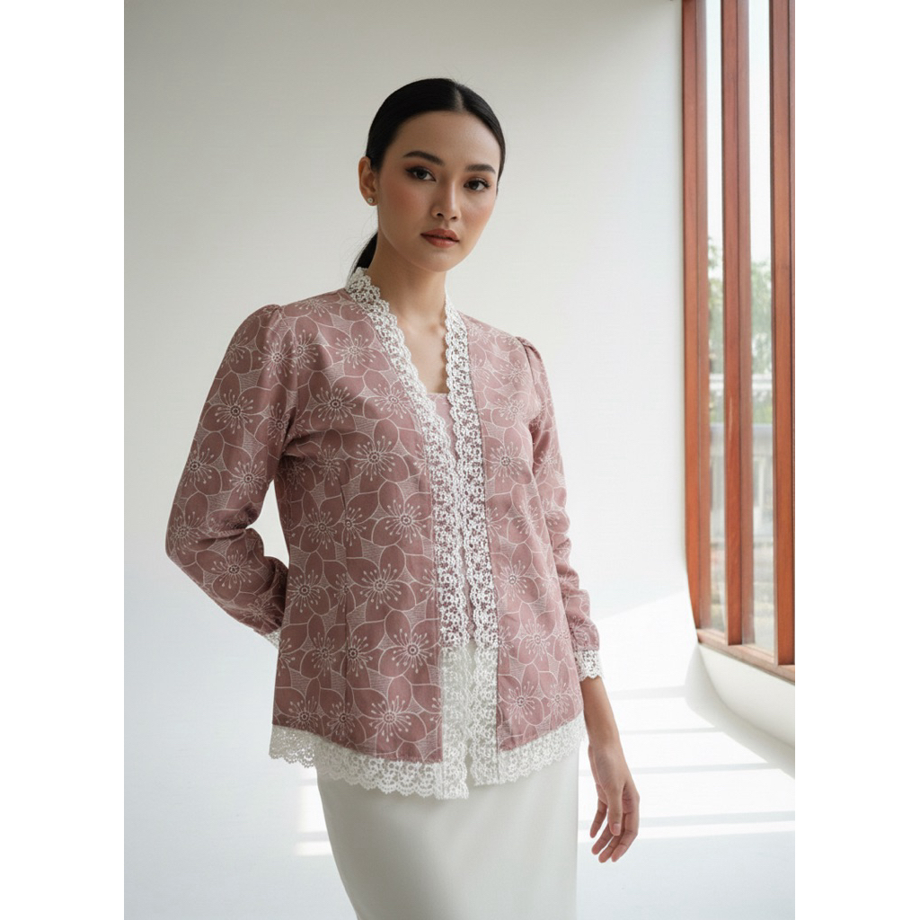 KATUN Naura Long Blouse | Nusant Blouse Raya Lebara 2026 ผ้าฝ้ายปักผู้หญิง