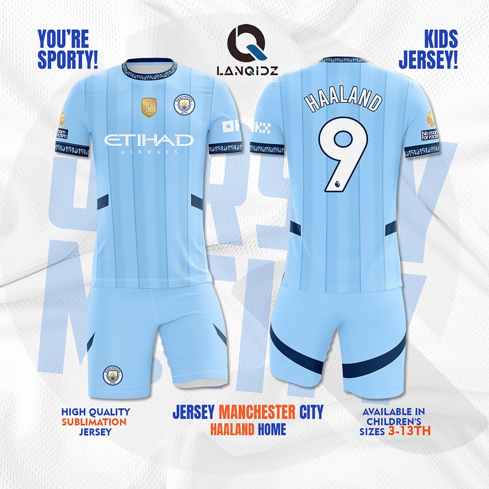เสื้อฟุตบอลเด็ก Haaland Man City Home | ลานฉีดซ์