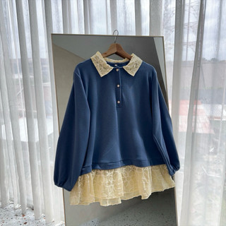 Blouse Knit | MYSHIRT - Blouse Knit Kerah Motif Lengan Panjang | Atasan Wanita