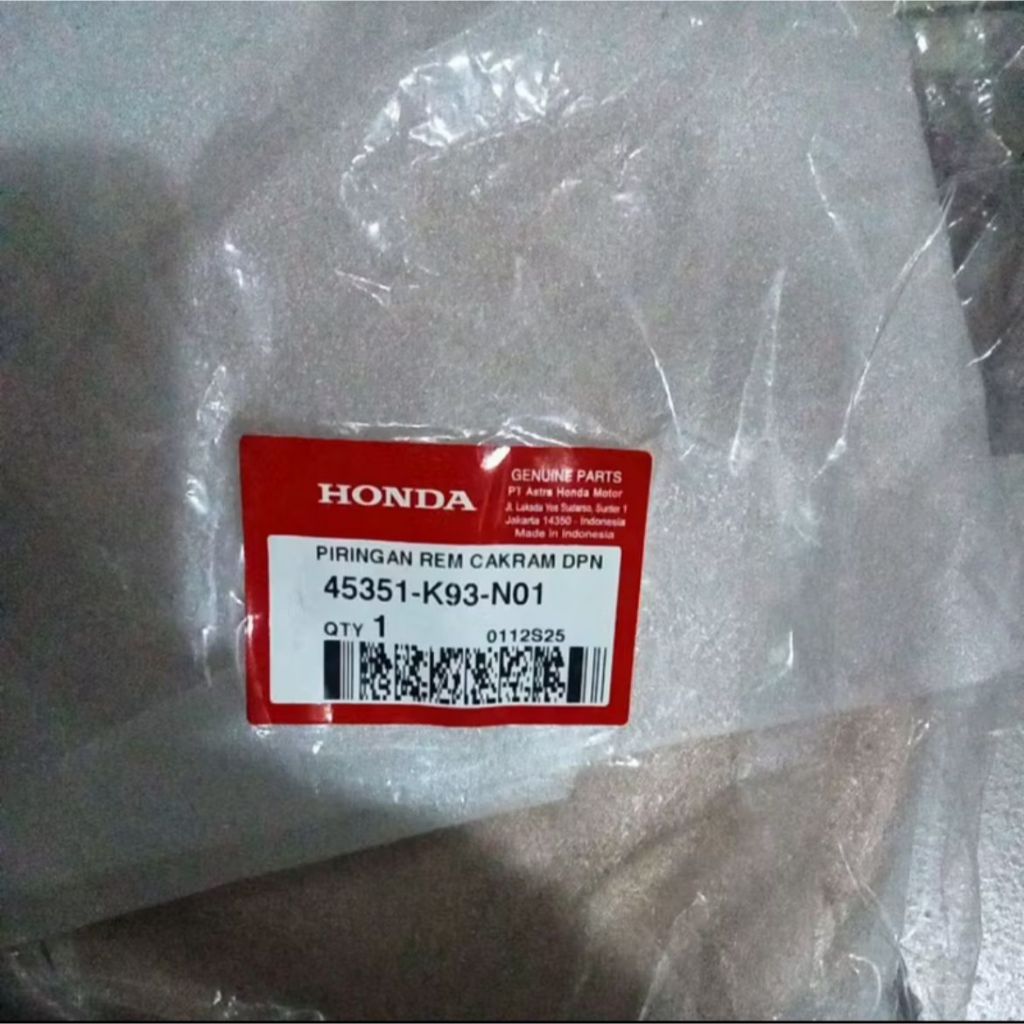 45351K93N01 แผ่นหน้า Honda Scoopy eSP K93 ใหม่ 45351-K93-N01