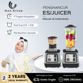 HAN RIVER Blender 300W Dual Cup 2.5L + 0.8L Mixer Multifungsi Chopper Ice Crusher Bumbu Dapur Juicer