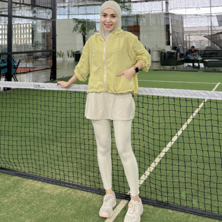 Be.Gracious-Jaket olahraga parasut anti UV / jaket olahraga wanita warna pastel/ jaket jogging quick dry parasut/ jaket olahraga butter yellow