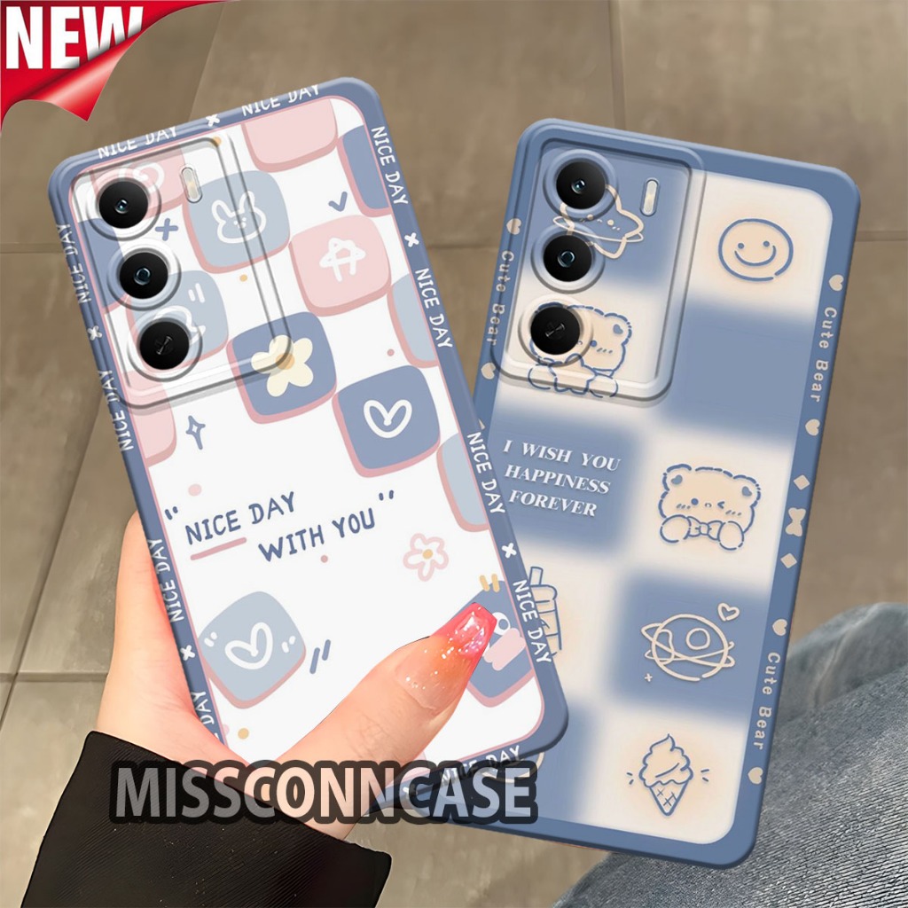 เคสโทรศัพท์ HP REALME P3 LITE - REALME C71 - REALME C75 - REALME C63 - เคสโทรศัพท์ลายหมากรุกหมีน่ารั